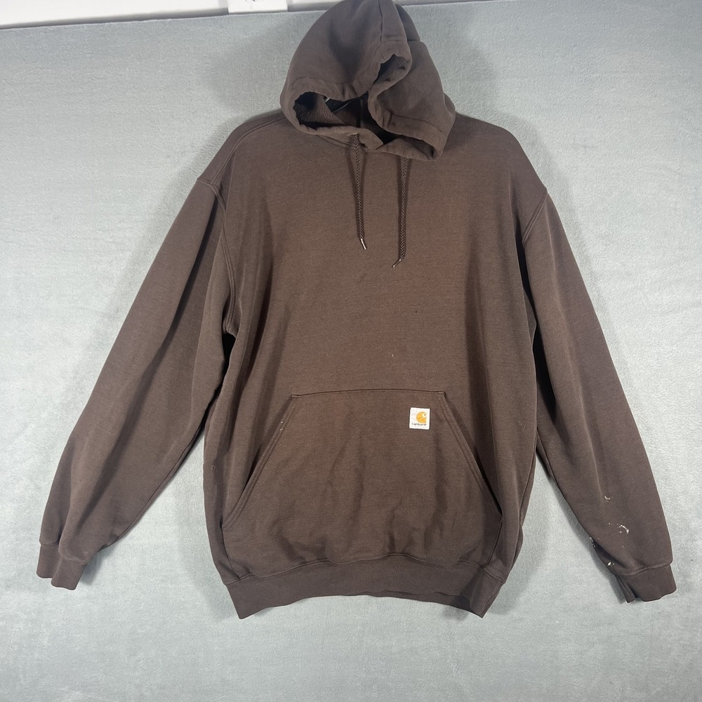 Carhartt Men's Brown Pullover Hoodie‎ Sweatshirt Size M Cotton Blend Workwear